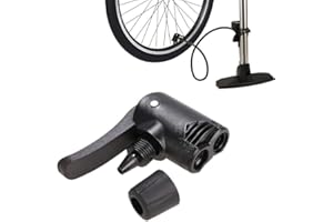 Junfamilee 1Pc Black Manual Air Pump Adapter Valve, 3 in 1 Replacement Dual Head, Bike Cycle Tyre Tube Pump Adapter, Floor Pumps, Accessories