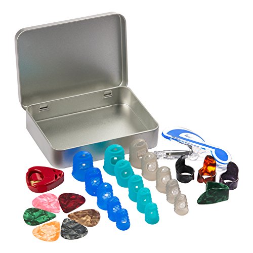 COCODE Silicone Guitar Finger Protectors, Guitar Picks, Thumb & Finger Picks, Pick Holder, Music Page Clip and Organizer Box Useful for Acoustic Guitar Starter and Strings Instrument, Totally 28 Packs - Thumbnail 7