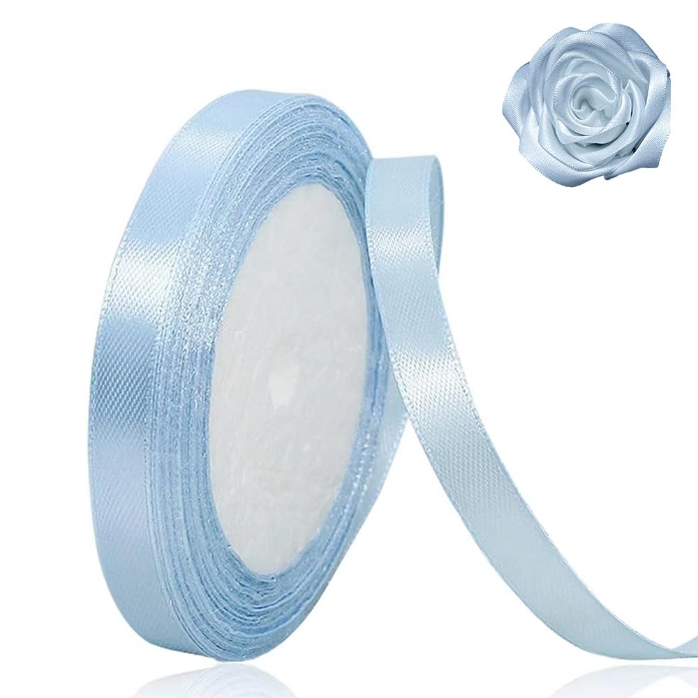 Photo 1 of Light Blue Ribbon 3/8 inch x 25 Yards,Baby Blue Satin Ribbon Solid Color Fabric Ribbon for Gift Wrapping, Crafting, Wedding Party, Christmas, Hair Bows, Floral Bouquets, Anniversaries?Baby Showers