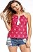 Angashion Women's Pleated V-Neck Loose Fit Spaghetti Tank Top