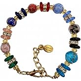 Golden Venezia® Murano Glass Bracelet – Handmade in Venice Italy – Authentic Venetian Jewelry – Multicolor Murano Beads – Adjustable Luxury Chain – Elegant Gift for Women