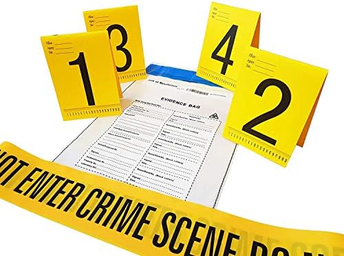 Kobe1 Crime Scene Tape Do Not Enter (6m),Evidence Bags (x2),Photo Evidence Frames(1 to 4),(10.5cm x 15cm Cards).