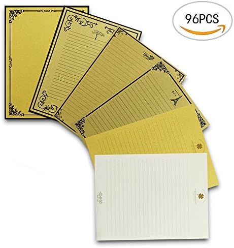 Nextnol 96PCS Retro Style Lace Design Writing Stationery Paper (6 styles,each style contains 16 writing paper)