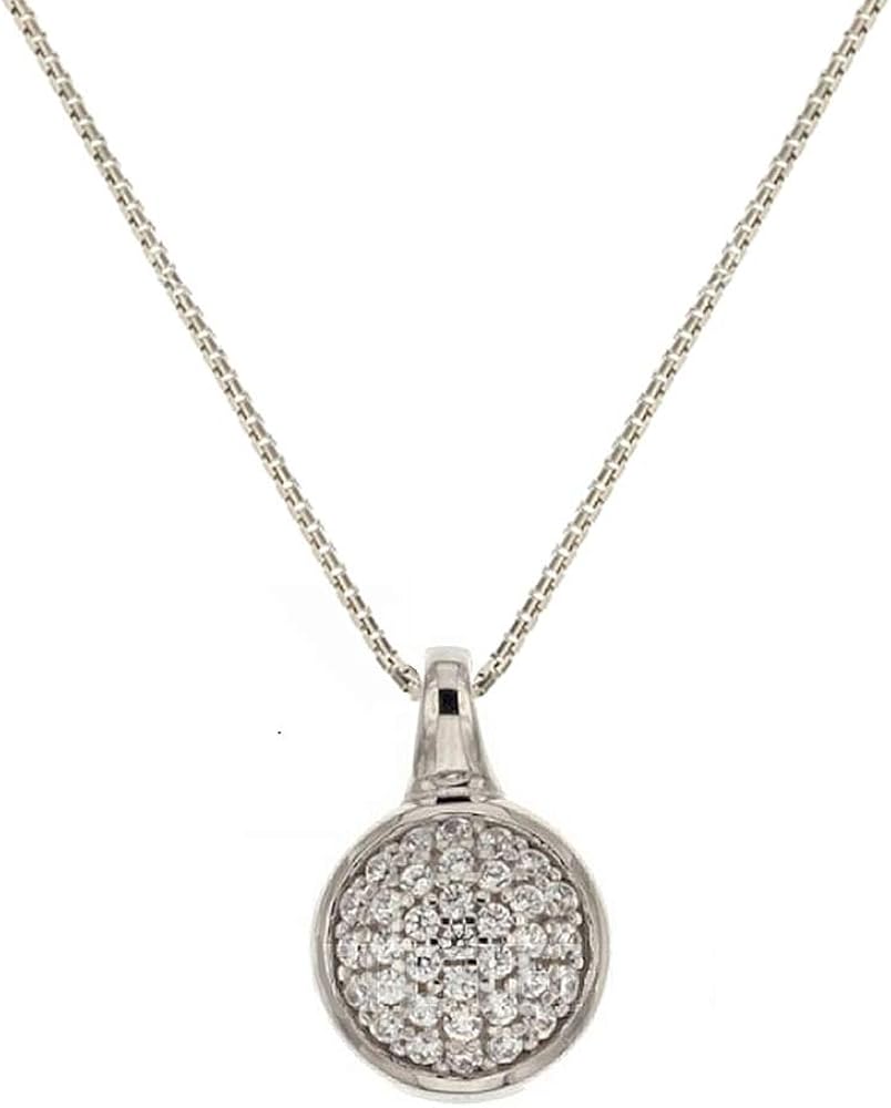 Necklace in 18k gold 750/1000 with round pendant for women White gold Amazon.co.uk Jewellery