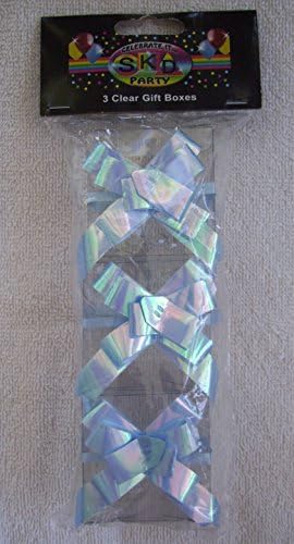 Party Favor Clear Gift Boxes with Blue Bows (3 count)
