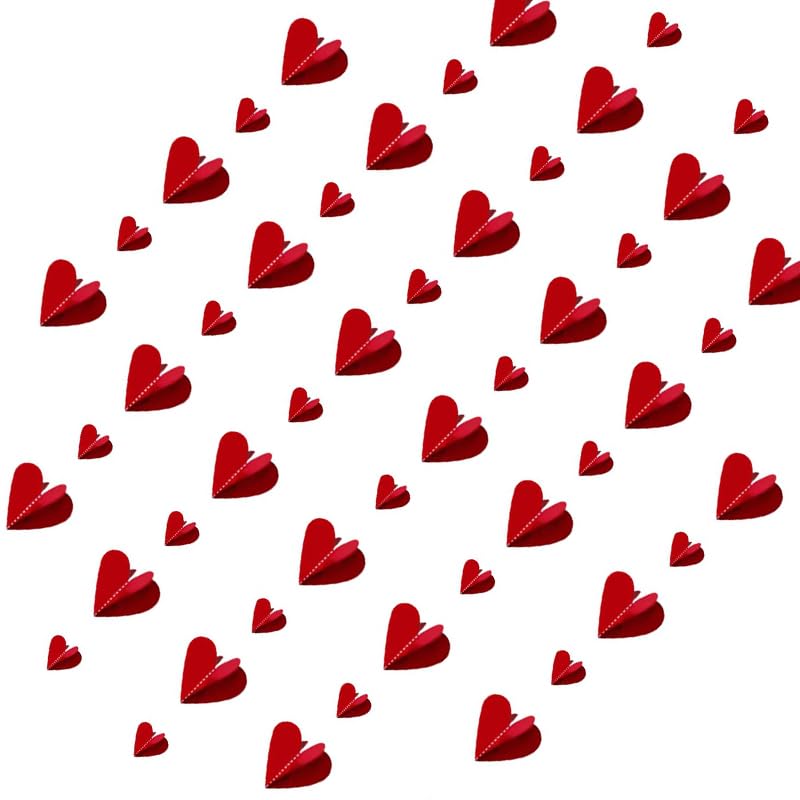 Photo 1 of Valentines Garland Hanging String Hearts NO DIY - 6 PCS 3D Red Heart Paper Garland Hearts, Valentines Garland Party Decor, Valentines Garland Decorations (red)