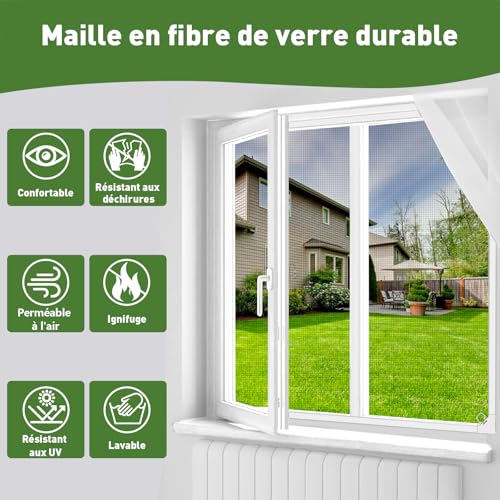 MLEJU Magnetic Window Mosquito Net, Mosquito Net up to 120 x 130 cm, Adjustable Size with Detachable Frame, Fiberglass Mosquito Net Simple Assembly, No Drilling or Screwing