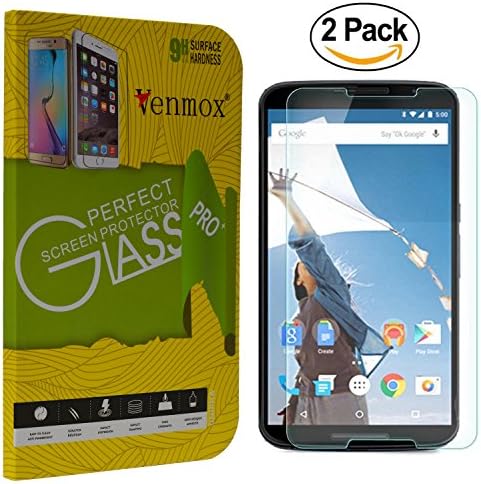 [2-PACK] Nexus 6 Screen Protector, Venmox Premium Tempered Ballistic Glass Screen Protector (2.5D Round Edge/99% Clarity/Shatter-Proof/Bubble Free) for Google Nexus 6