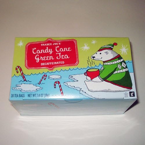 Trader Joe's Candy Cane Green Tea Decaffeinated - 3 Boxes (Total of 60 Tea Bags)