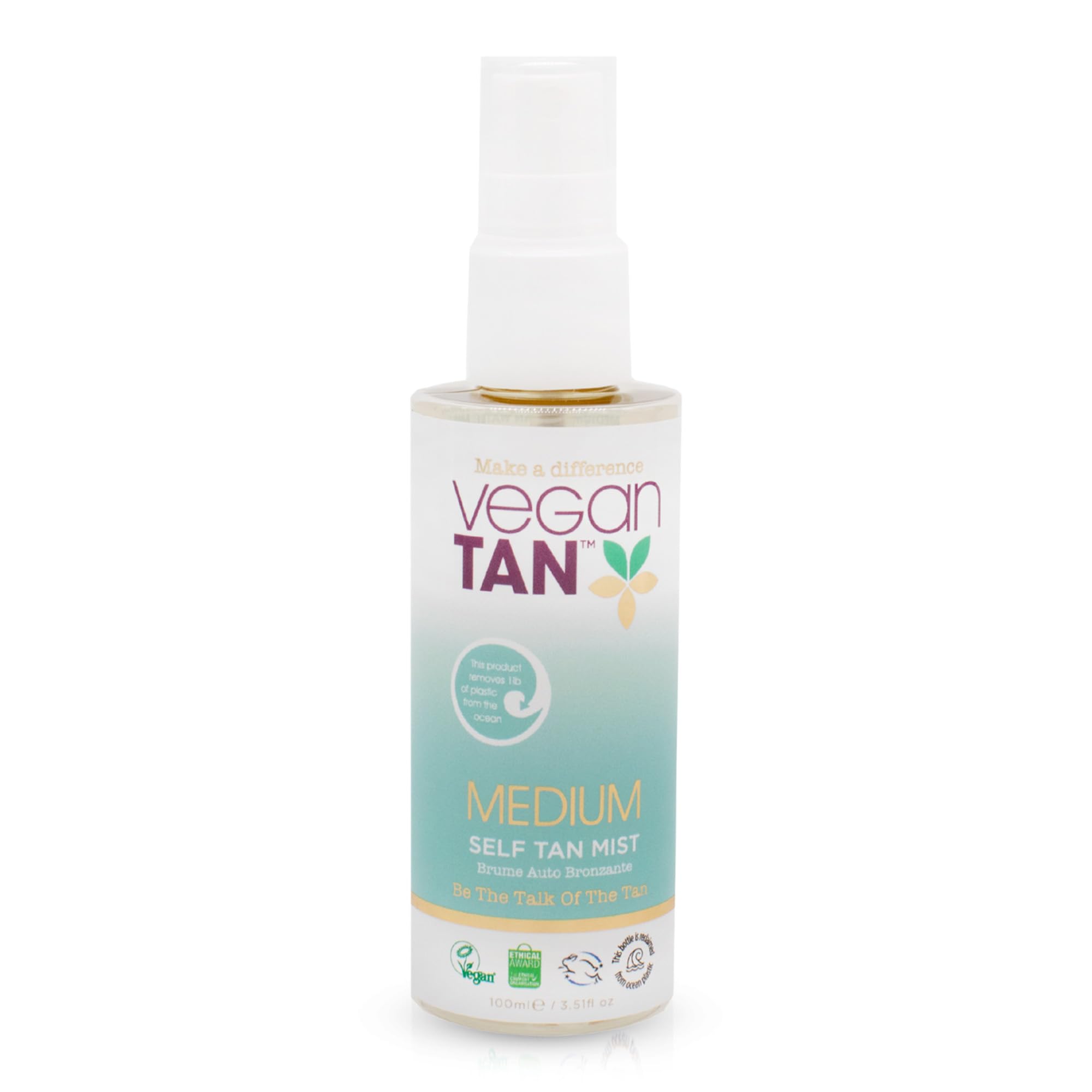 VeganTan Self Tanning Face Mist, Fake Tan Spray for Sun-Kissed Glow for Up to 7 Days, Refreshes and Moisturises Skin while Enhancing Tan 100ml