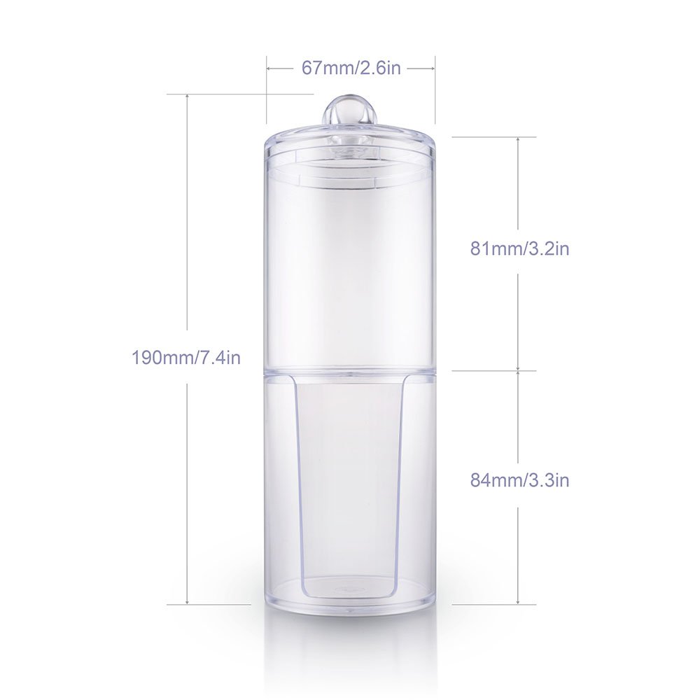 Clear Acrylic Cosmetic Display Cases & Cotton Pad Round Holder Makeup Accessories Organizer-2 Compartments