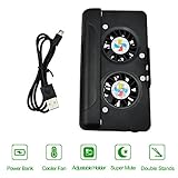 XFUNY 3 in 1 Cell Phone Cooler, USB Cooling Dual Fan Radiator/Stand Holder/Power Bank with 4400mAh Rechargeable Battery for iPhone Samsung and Android Phones (Black)