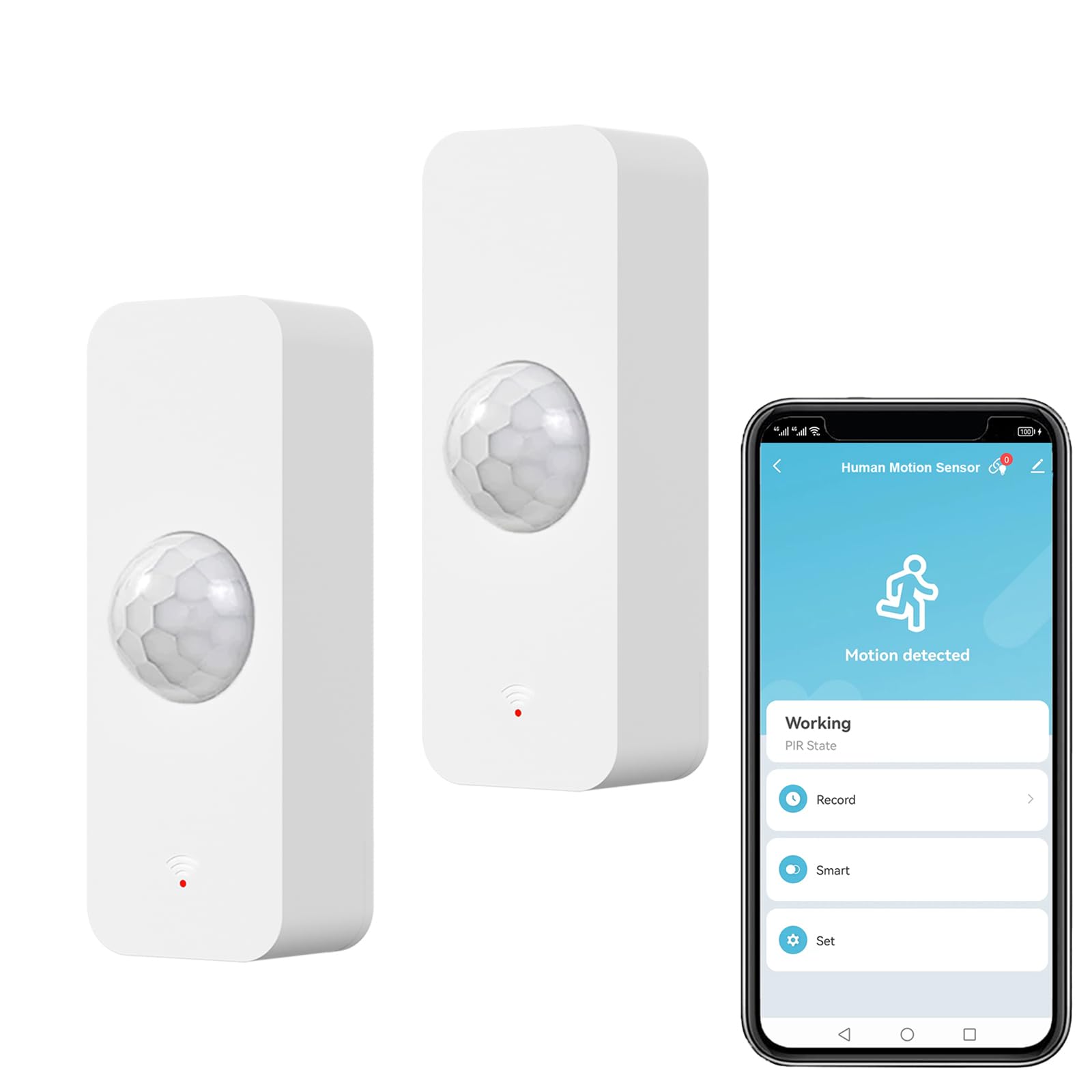 WiFi PIR Motion Sensor: Tuya Smart Motion Detector for Home Security, Wireless Infrared Movement Detector with Remote Monitoring App, Compatible with Alexa Voice Command (2-Pack)