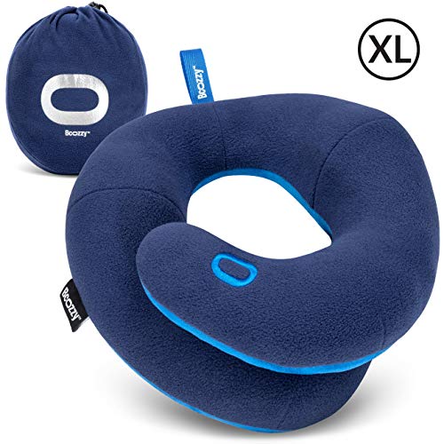 BCOZZY Extra Large Chin Supporting Travel Pillow- Keeps The Head from Falling Forward- Comfortably Supports The Head, Neck and Chin in Any Sitting Position. XL Adult Size, Black