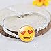Girls Red Love Heart Eye Emoji Glass Pendant Wrist Bangle Adjustable Chain Clasp Bracelet