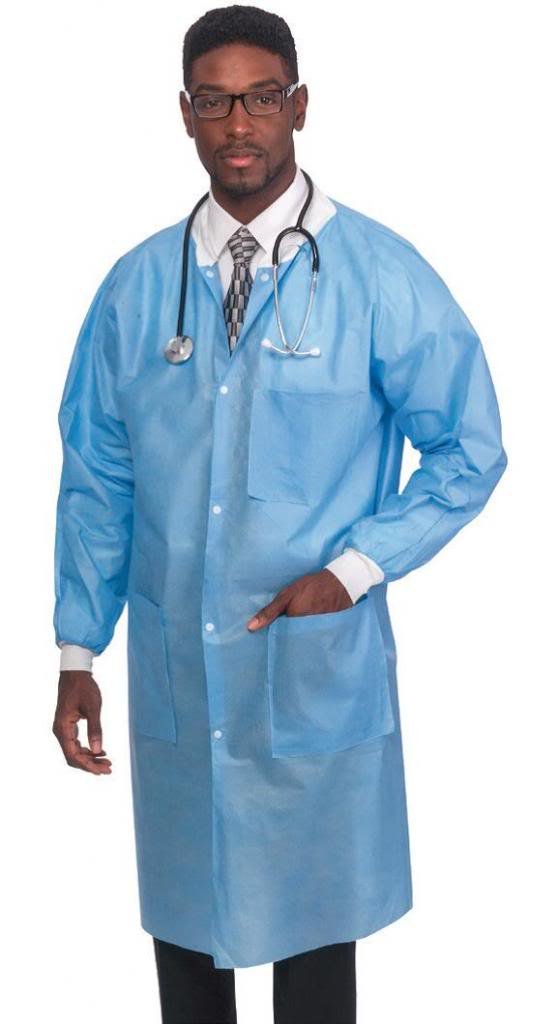 PremierPro 26124 Lab Coat, Fluid Resistant, SMS, Knit Collar and Cuffs