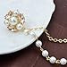 YYBONNIE Champagne Tone Crystal Pearl Daisy Flower Brooches Pins with Pearl Chain Tassel Sweater Guard Clip Pin