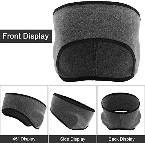 HHOOMY Ohrwärmer Stirnbänder Winter Sport Stirnband für Männer Frauen, Fleece Ohrhauben Stirnbänder, Kaltwetter Ohrenschützer für Laufen, Radfahren und tägliche Kleidung (2er Pack)