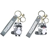 Kopida Keychain 2PCS Cute Cartoon Raccoon Key Chains Exquisite Cartoon Pendant Keyring Girl Backpack Decoration Women Key Chain DIY Hanging Accessory