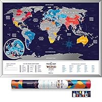 Large Scratch Off World Map - Premium Edition - 31.5" x 23.6" - Large Places I