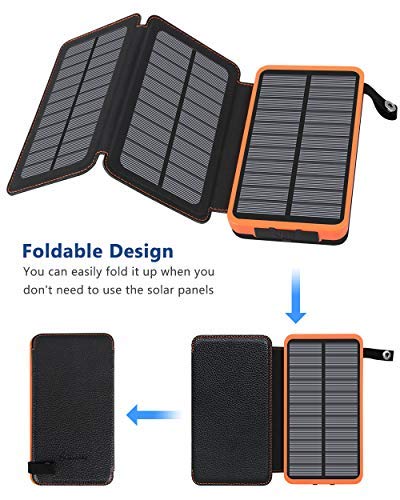 Portable Charger 24000mAh, Hiluckey Solar Charger Power Bank Waterproof External Backup Battery Pack with Emergency LED Flashlight for Smartphones, Tablets and More - Thumbnail 5