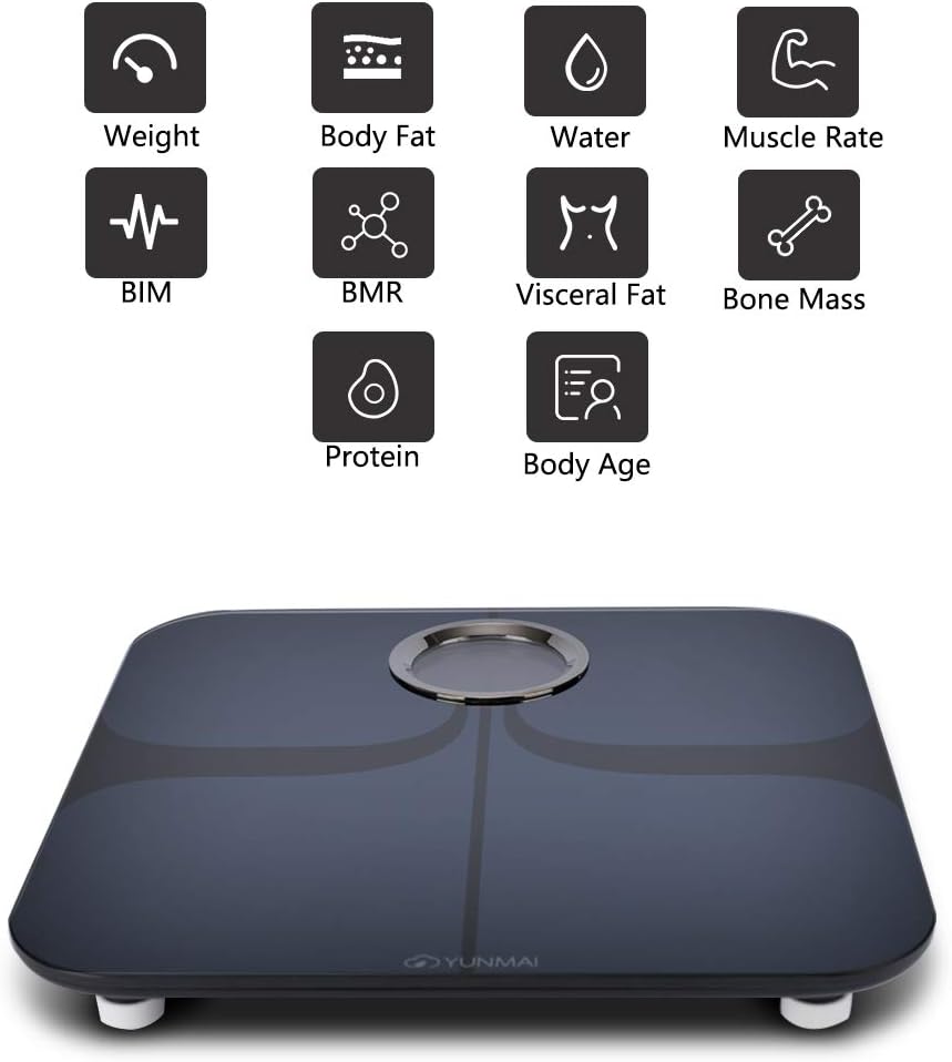 YUNMAI Smart Scale Body Fat Scale with New Free APP & Body Composition Monitor with Extra Large Display: Health & Personal Care