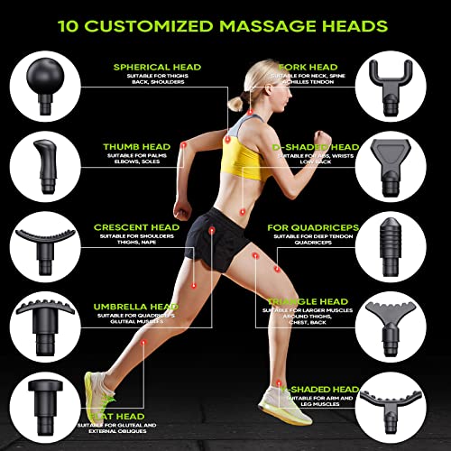 CLANOR Massage Gun, Percussion Muscle Massage Gun for Athletes, Massage Gun Deep Tissue, Electric Massagers for Muscles, 10 Heads 30 Levels
