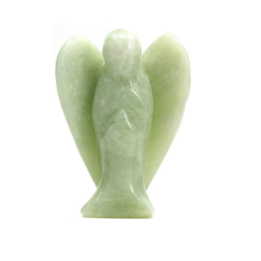 'Shanti by Mira' Natural Gemstone Guardian Angel Goldstone Pocket Size Crystal Healing Reiki Therapy Gift (Jade Pocket Angel (1Inch))