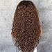 Sapphirewigs Black Ombre Brown Color Kinky Curly Black Women Daily Makeup Kanekalon Heat Resistant Hair Synthetic Lace Front Party Wigs With Baby Hair