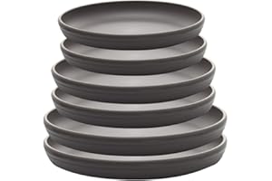 SAROSORA Round Plastic Plant Saucer Drip Tray Set of 6 for Indoor Outdoor Home Garden Flower Plant Container Flower Pot Pallets ((9.4''+10.4"+12'') x2, Dark Grey)