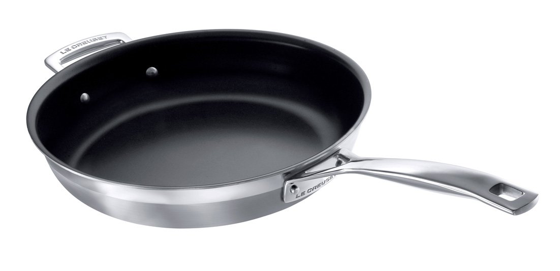 LE CREUSET 3-Ply Stainless Steel Non-Stick Frying Pan, 28 x 6 cm, Silver, 96200328001000