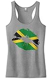 Threadrock Women's Jamaica Flag Lips Jamaican Kiss Racerback Tank Top