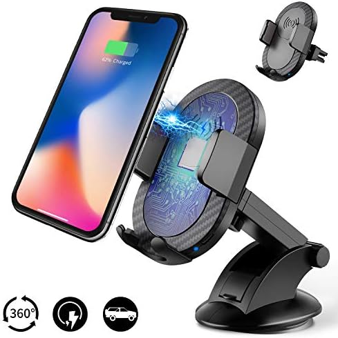 Wireless Car Charger, SDBAUX 2 in 1 10W Fast Wireless Charger Air Vent & Bracket Phone Holder Compatible/Replacement for iPhone Xs Max XR X 8 Plus, Samsung Galaxy S9 S8 S7 Note 8 & QI-Enabled Devices