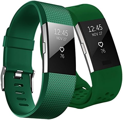 KUTOP Fitbit Charge 2 Strap, Soft Silicone Sports Replacement Band Silica Gel Fitness Adjustable Watchband for Fitbit Charge 2