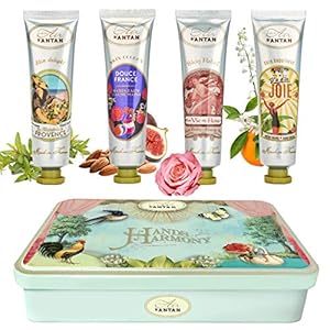 Hand-Cream-Gift-Set-For-Women-4-Hand-Cream-SetShea-Butter-Aloe-VeraTin-BoxUn-Air-dAntan-4-Perfume-Verbena-Floral-Blend-Rose-AlmondFor-HerMum-PresentsSkincare-SetHand-Care-Set Gifts For Women - Hand Cream Gift Set For Women, 4 Pcs Hand Cream Gift Set- Hand Lotion Set With Shea Butter and Sweet…
