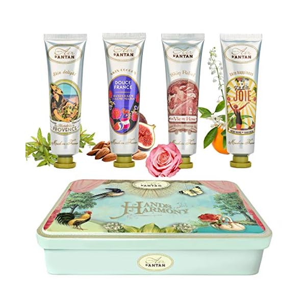 Hand-Cream-Gift-Set-For-Women-4-Hand-Cream-SetShea-Butter-Aloe-VeraTin-BoxUn-Air-dAntan-4-Perfume-Verbena-Floral-Blend-Rose-AlmondFor-HerMum-PresentsSkincare-SetHand-Care-Set Gifts For Women - Hand Cream Gift Set For Women, 4 Pcs Hand Cream Gift Set- Hand Lotion Set With Shea Butter and Sweet…