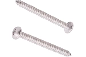 AOESIN #8 x 2-1/2" Pan Head Phillps Drive Self Tapping Screws, 304 Stainless Steel, Round Head Wood Screws, Sheet Metal Tek Screws, 50 PCS