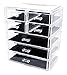 Sodynee Cosmetics Makeup and Jewelry Storage Organizer Case Display Boxes, 3 Large and 4 Small Drawers
