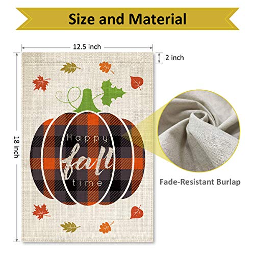 image for LAVEVE Fall Garden Flag, Happy Time Welcome Vertical Double Sided Yard