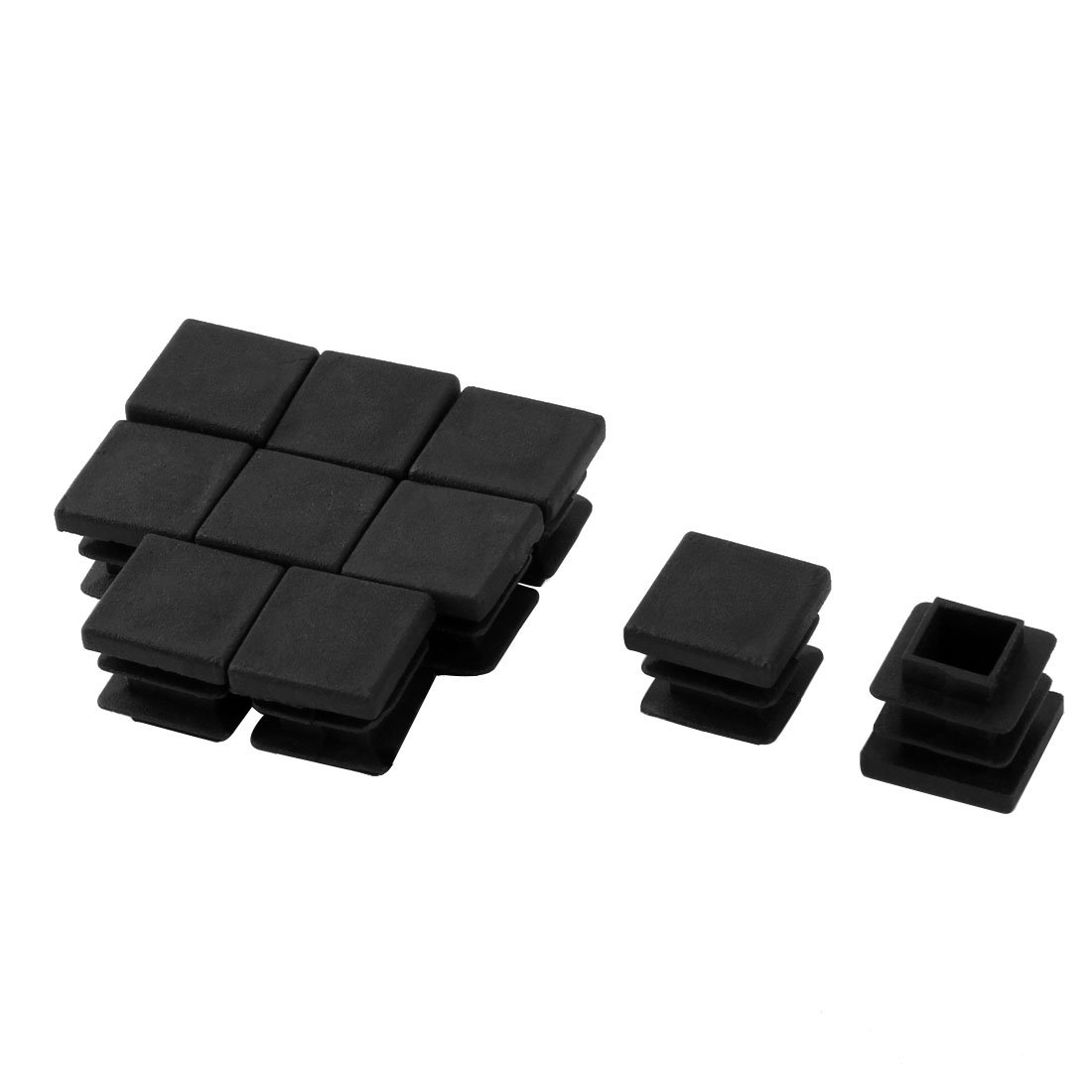 sourcingmap Plastic Blanking End Cap Square Tube Pipe Insert Bung 16mm 10Pcs Black