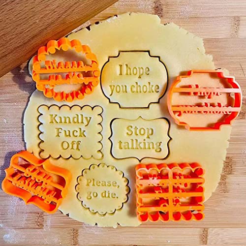 Funny Cookie Molds for Baking,4pcs Cookie Molds with Good Wishes, Christmas Biscuit Cutters for Baking Chocolate DIY , Rude Cookie Cutters with Adult Rude Sayings Cuss Words