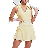 Two Piece Tennis Skirt Set for Women Racerback Color Block High Waisted Pleated Golf Outfits