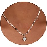 Tasiso Dainty Moon and Star Pendant Necklace for Women 14K Gold Crescent Moon Long Necklace Delicate Tiny Star Charm Necklace Minimalist Jewelry