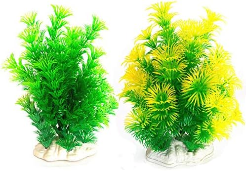 ECOLOG 4 Pieces Artificial Plastic Plants Fish Tank,Artificial Green Aquarium Aquatic Plants,Grass Water Plants for Ornament Decoration Plastic Submarine and More,Creating Vivid Landscape
