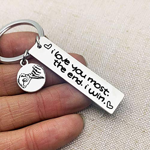 Runalp I Love You Most The End I Win, Stainless Steel Key Chain, Gift for Couple, Style 1