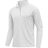 YEL Men's Long Sleeve Athletic Shirt 1/4 Pullover Zip Sun Protection Rash Guard UPF 50+ Golf Fishing Running T-Shirts