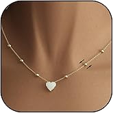 SILYIN Heart or Initial Pendant Necklace for Women Non Tarnish CZ Stone Dainty Convertible Jewelry Adjustable Chain Gift for Her Mom Wife Girlfriend