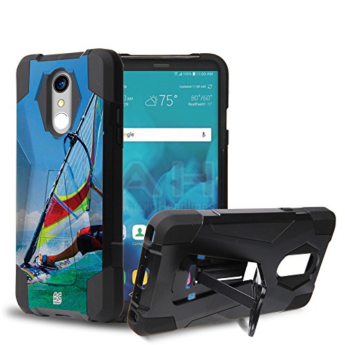LG Stylo 4 Case, Trishield Gear Dual layer Hybrid Rugged Black Phone Cover For LG Stylo 4 Parasailing