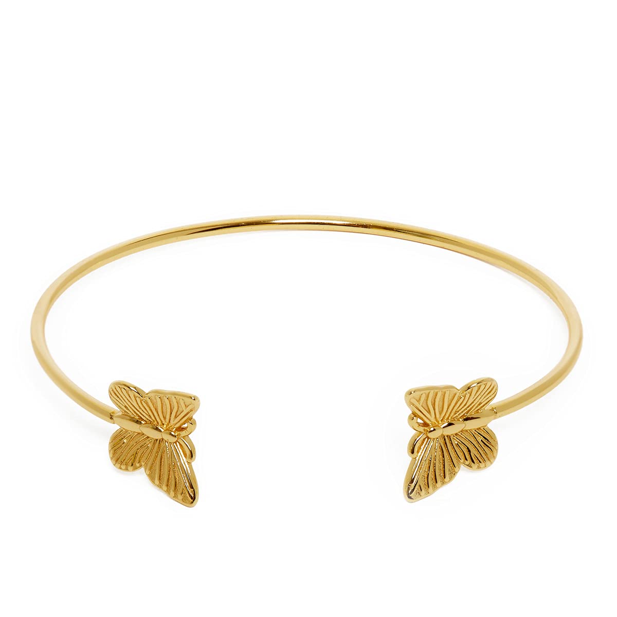 Annie Oak Womens 925 Silver 18K Yellow Gold Butterfly Bangle Bracelet