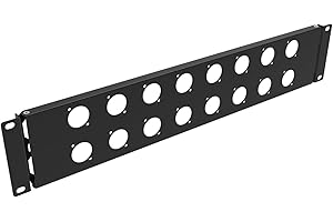 QiaoYoubang 2U Hinged Rack Component Panel with 16 D-Series Punch-Out Holes for 19 inches AV, Sound, Computer Equipment Racks (2U16DBP)